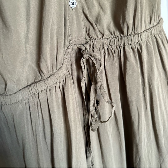 Cottagecore Green Short Sleeve Midi Dress with Pockets Small - Picture 5 of 7